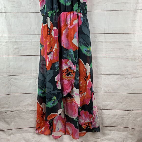 MSK Dress Floral Midi Party Wedding high-low Jeweled 8 M Kaftan lined elastic - Picture 4 of 16